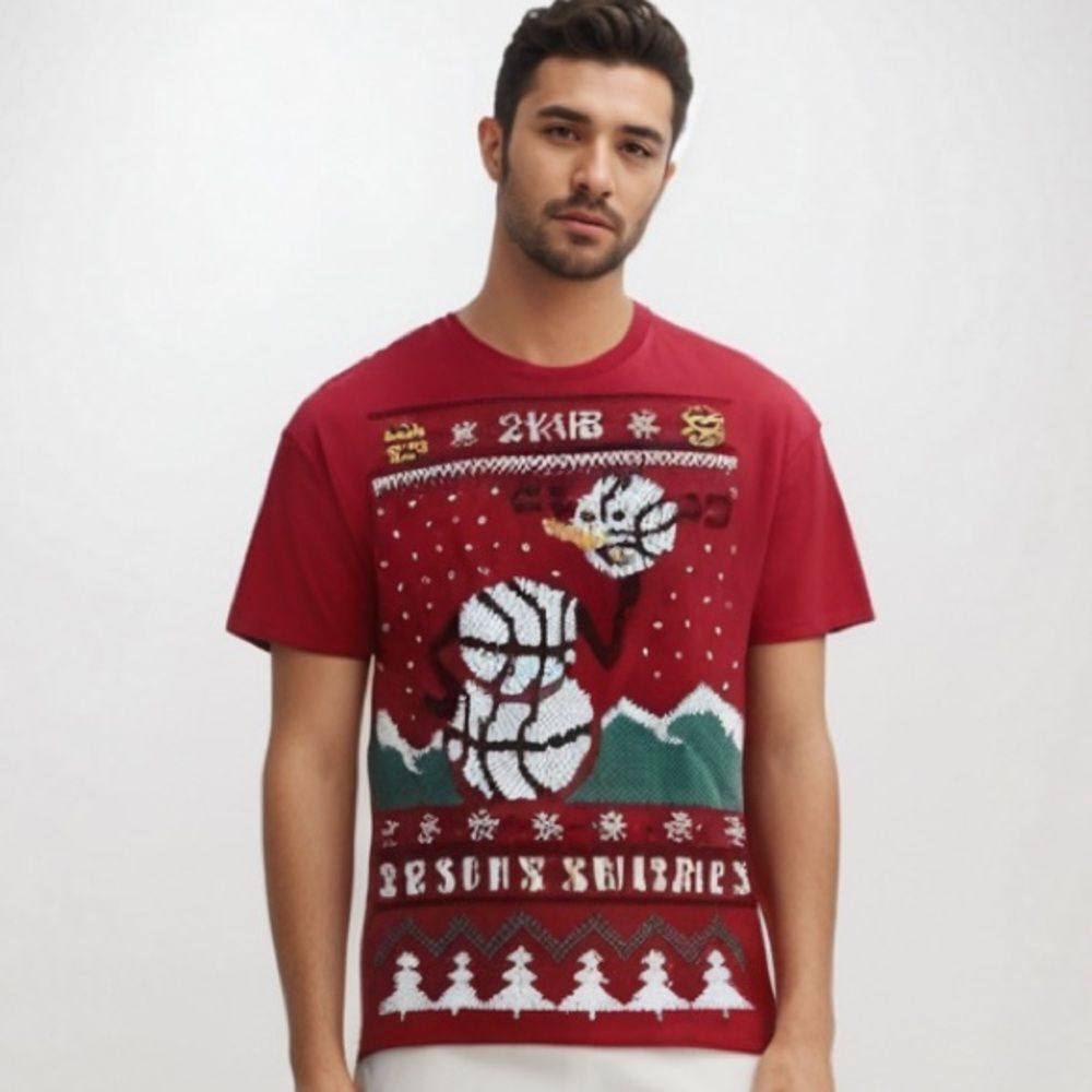 Hanes Christmas Basketball Seasons Swishes T-shirt -- XL